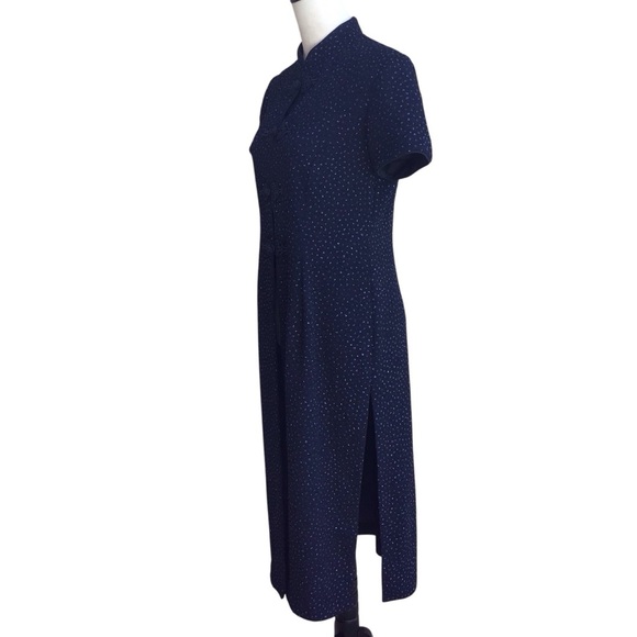 R & M Richards Vintage Navy Blue Shimmer Open Style Kimono Overcoat Dress - Picture 8 of 11